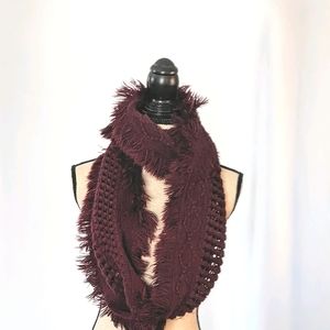 Plum Knit Winter Infinity Scarf